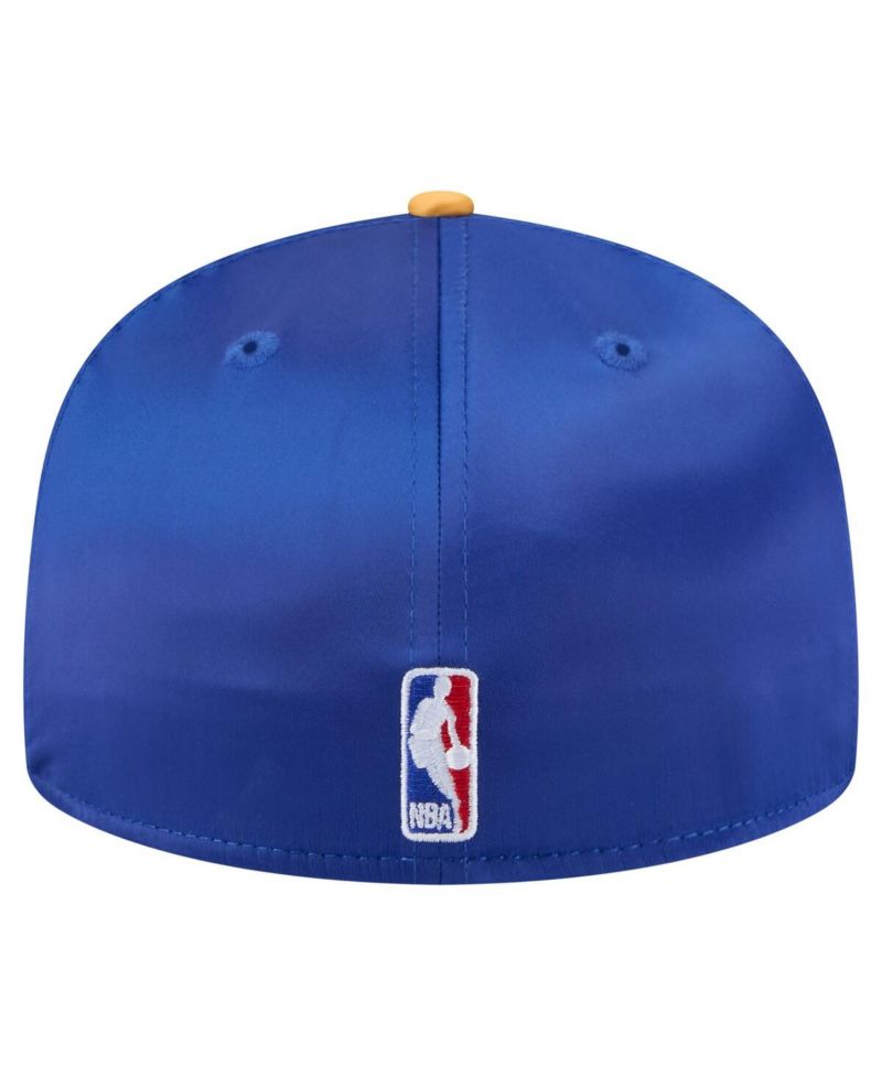 Men's Royal/Gold Golden State Warriors Throwback Satin Vintage Pin Two-Tone 59FIFTY Fitted Hat
