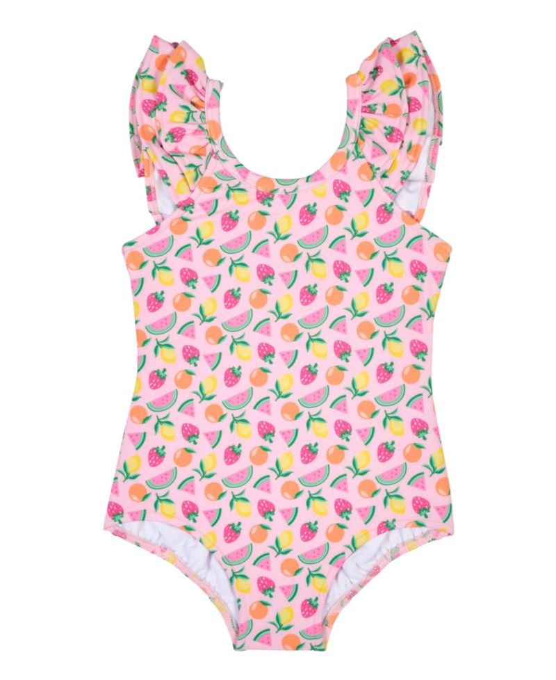 Toddler Girls Fruit Print Ruffled Swimsuit
