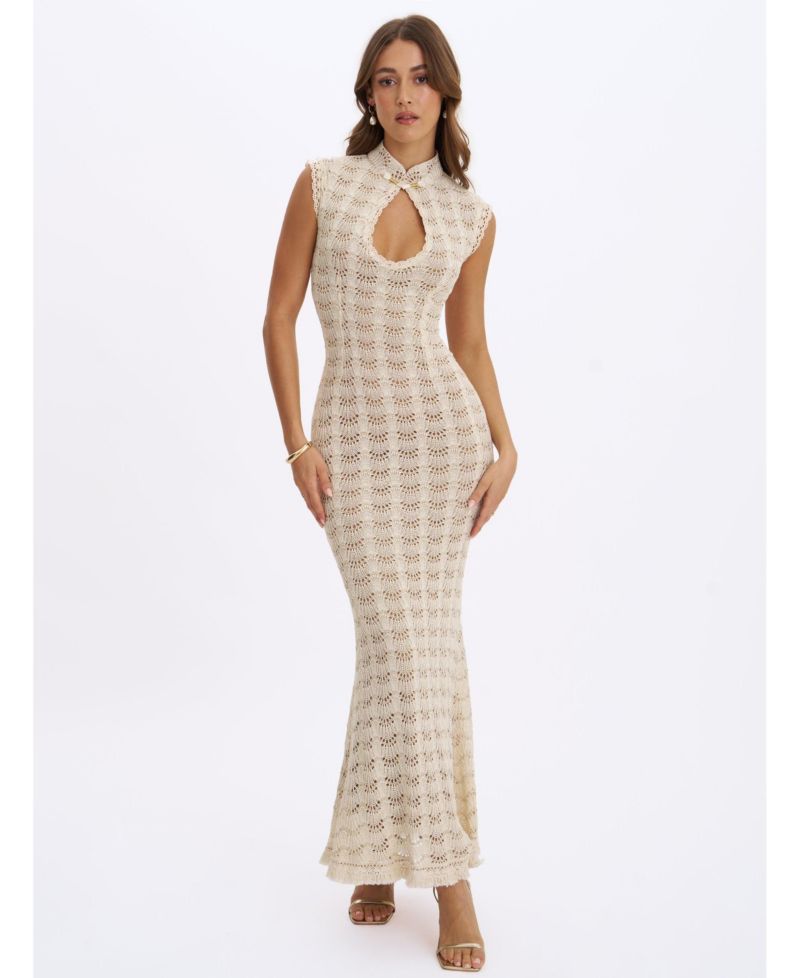 Women's Xylona Crochet Teardrop-Neckline Mermaid-Maxi Dress