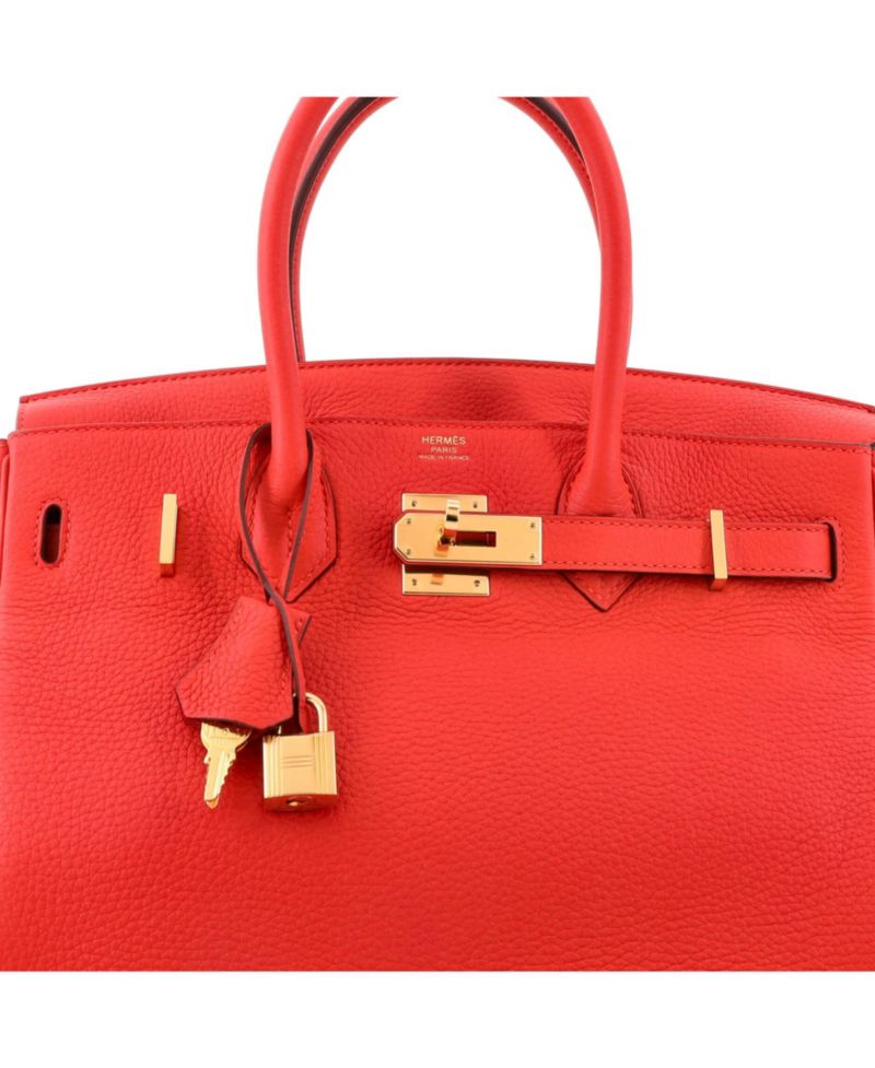 Birkin 30 Handbag Red Clemence with Gold Hardware