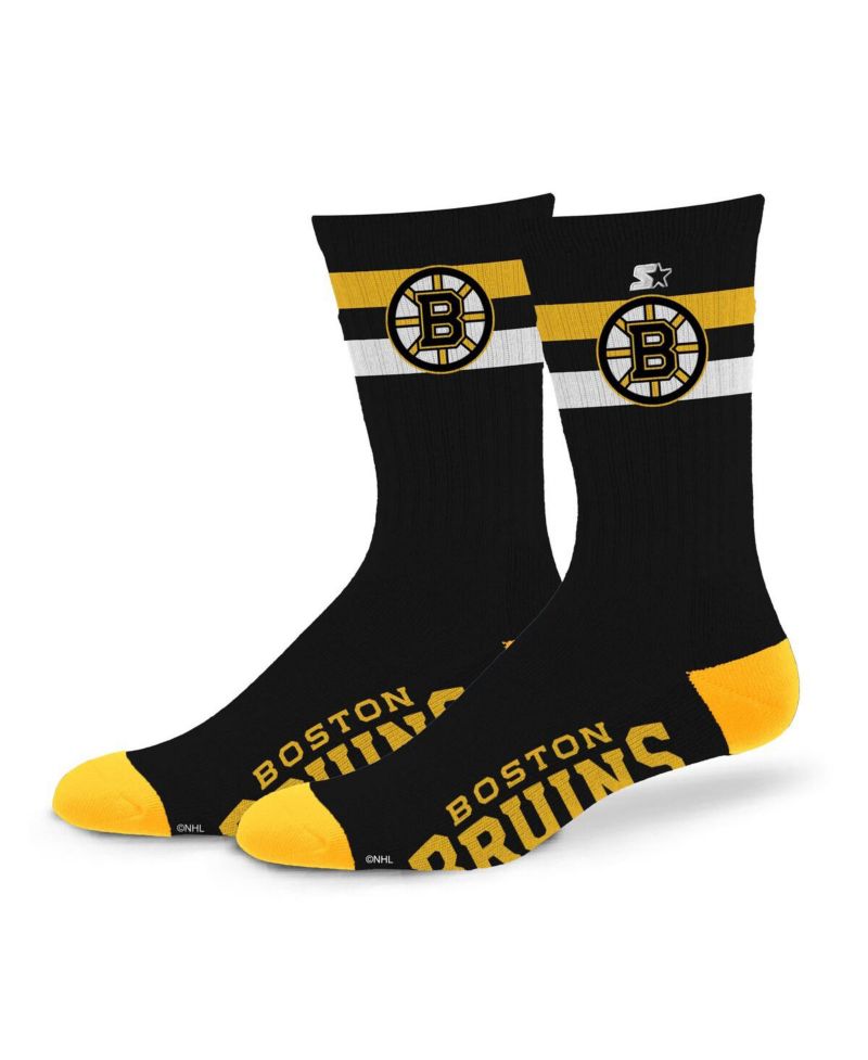 Men's and Women's Boston Bruins Team Color Two-Stripe Crew Socks