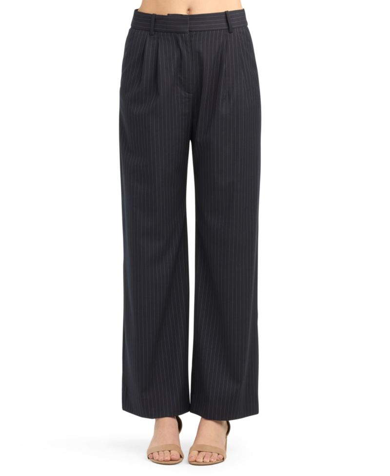 Juniors' Pinstripe Pleated Pants