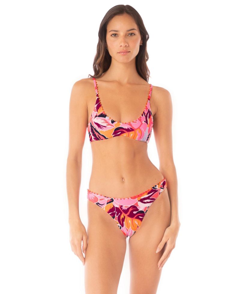 Women's Coral Leafy Liberties Bikini Top