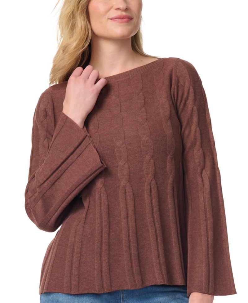 Women's Maren Cable-Knit Boat Neck Bell Sleeve Sweater