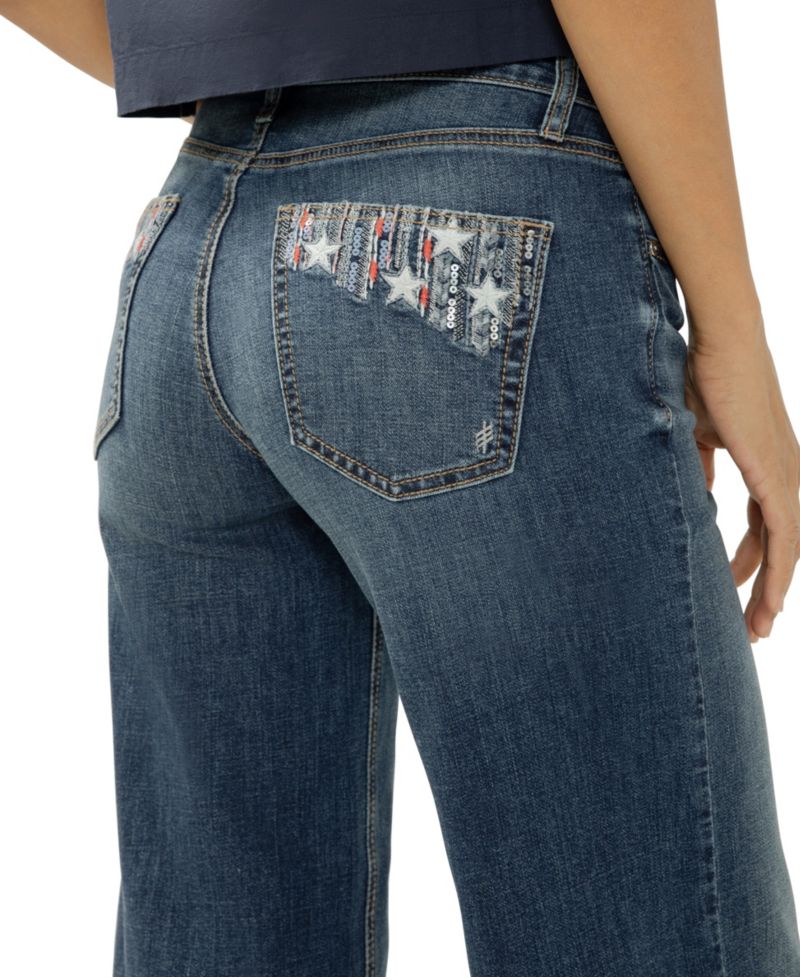 Women's Suki Mid-Rise Wide-Leg Americana Luxe Stretch Jeans
