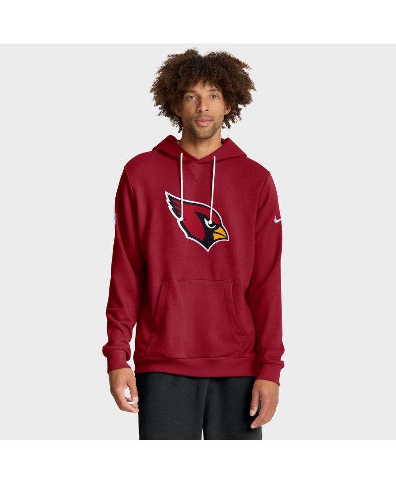 Men's Cardinal Arizona Cardinals Sideline Initial Home Performance Pullover Hoodie