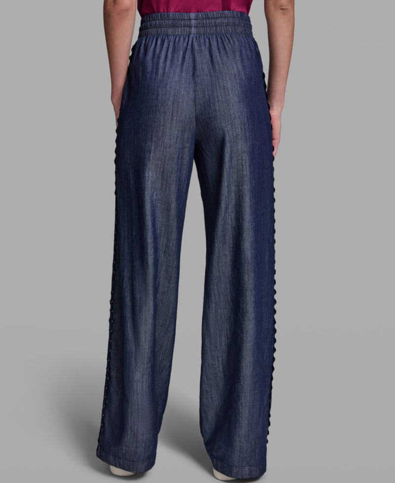 Women's Soft Drawstring Waist Side Detail Pull-On Pants