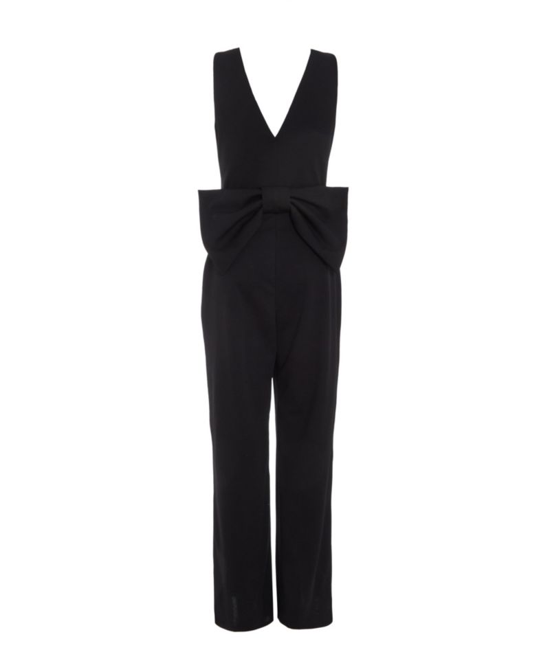 Women's Scuba Crepe Button Front Jumpsuit - Black