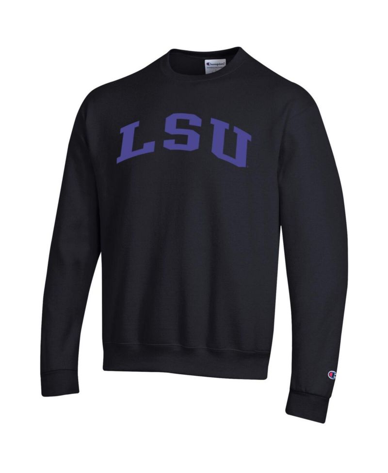 Men's Black LSU Tigers Basic Arch Fleece Pullover Sweatshirt