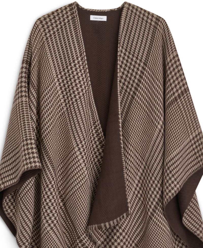 Reversible Houndstooth Double Face Shawl Ruana