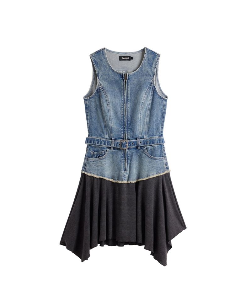Women's Sleeveless Asymmetrical Denim Dress