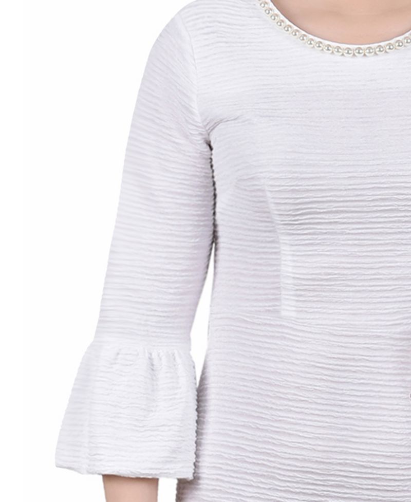 Petite 3/4 Length Imitation Pearl Detail Dress