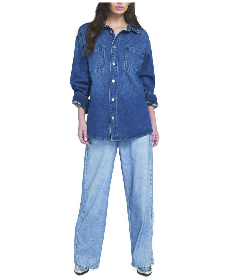 Women's Feather Soft Denim Shirt Button Down Top