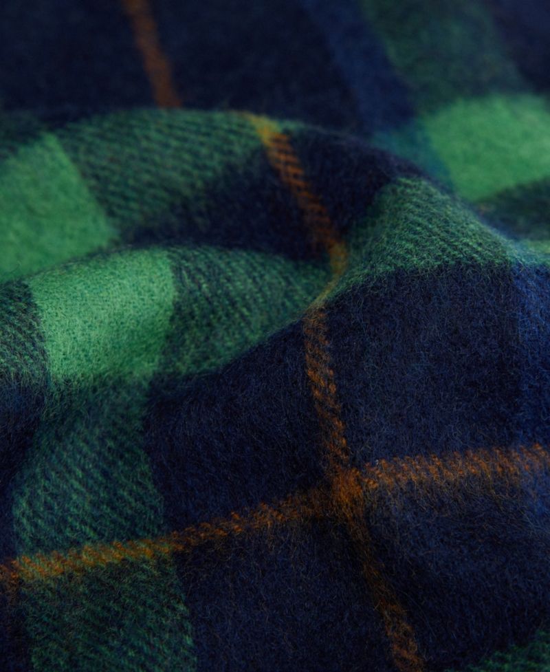 Plaid Fringed-Edge Wool Scarf, 11.81" W x 74.80" L
