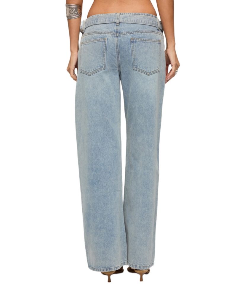 Women's Buckled Low Rise Baggy Jeans
