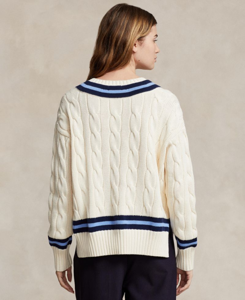 Women's Cable-Knit Cotton Cricket Sweater