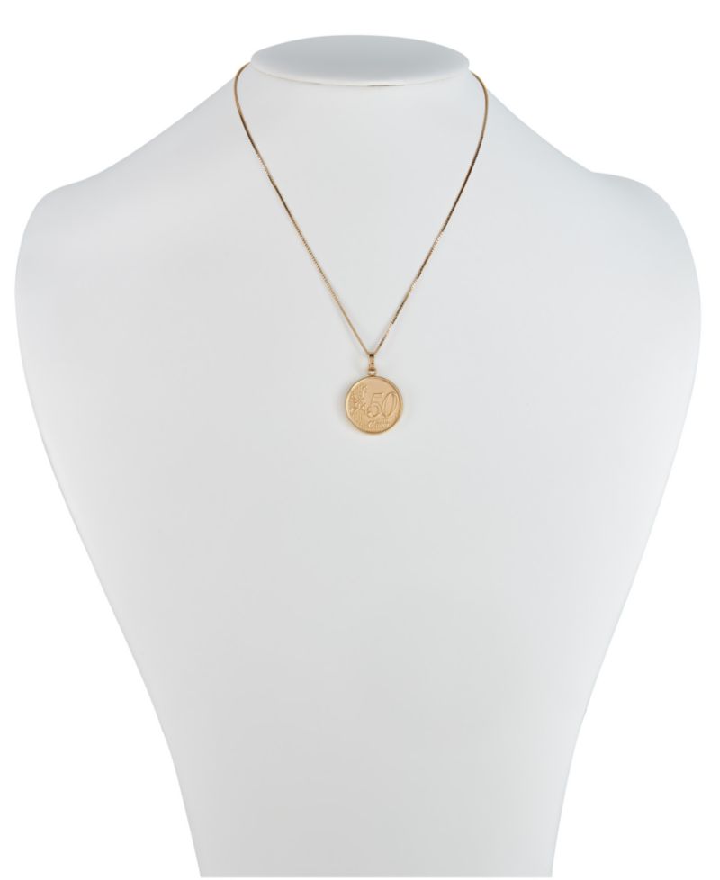 Vermeil Engraved Euro Coin Pendant Necklace