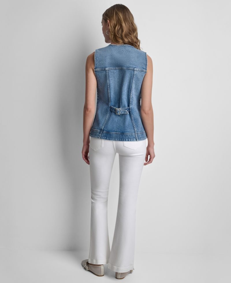 Women's Sleeveless Button-Front Denim Vest