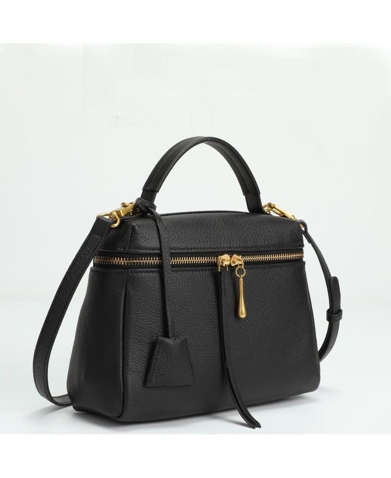 Arden Genuine Leather Top Handle Satchel, Small Crossbody Bag, Structured Shoulder Purse with Adjustable Strap and Zip Closure