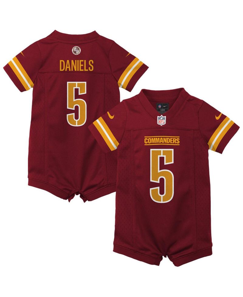 Baby Boys and Girls Jayden Daniels Burgundy Washington Commanders Game Romper Jersey