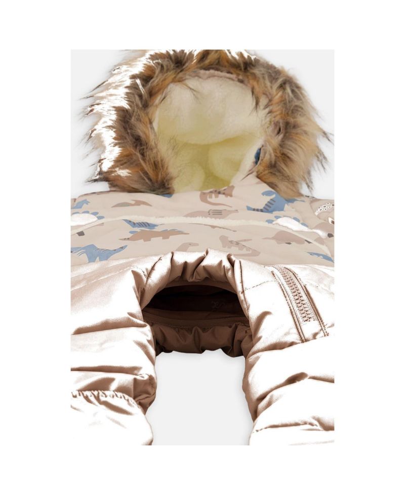 Baby Boys ( 1M to 24 M ) Snug One Piece Snowsuit Adapted for Car Seats Dinosaur Print