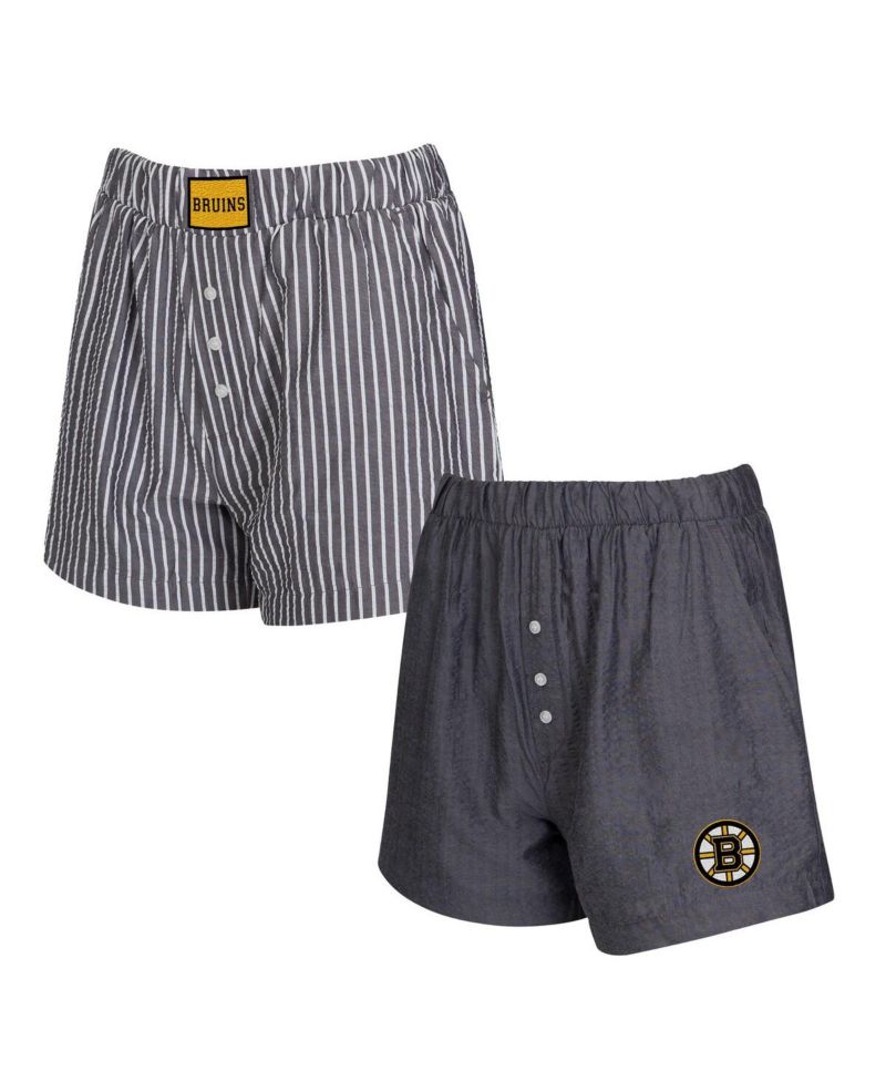 Women's 2-Pack Charcoal Boston Bruins Boxer Shorts Set