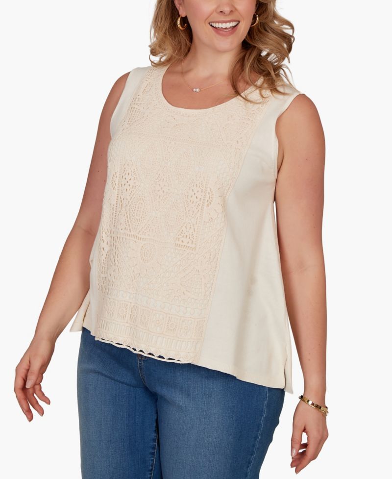 Plus Size Crochet Front Sweater Tank