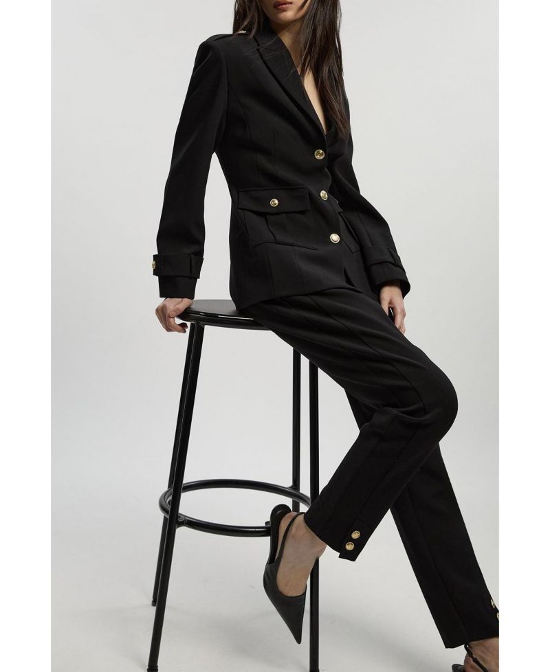 Petite Military Straight Leg Trousers