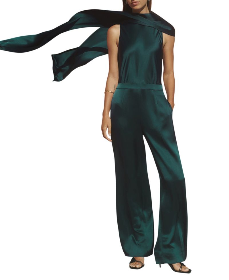Women's Farah Capeback Cowl-Neck Wide-Leg Jumpsuit