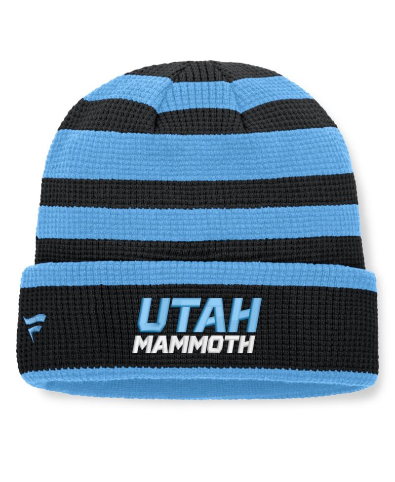Men's Black/Light Blue Utah Mammoth Fundamental Steady Cuffed Knit Hat