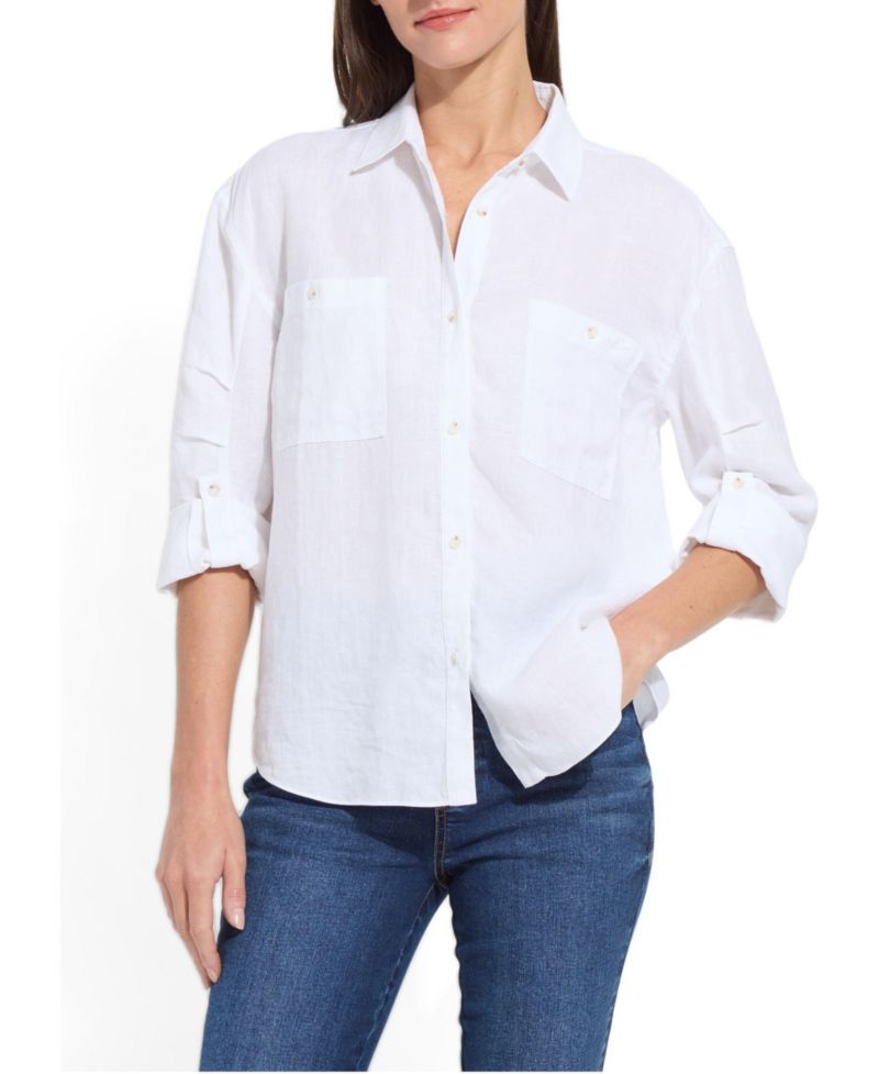 Women's Rose Roll-Tab Linen Utility Shirt