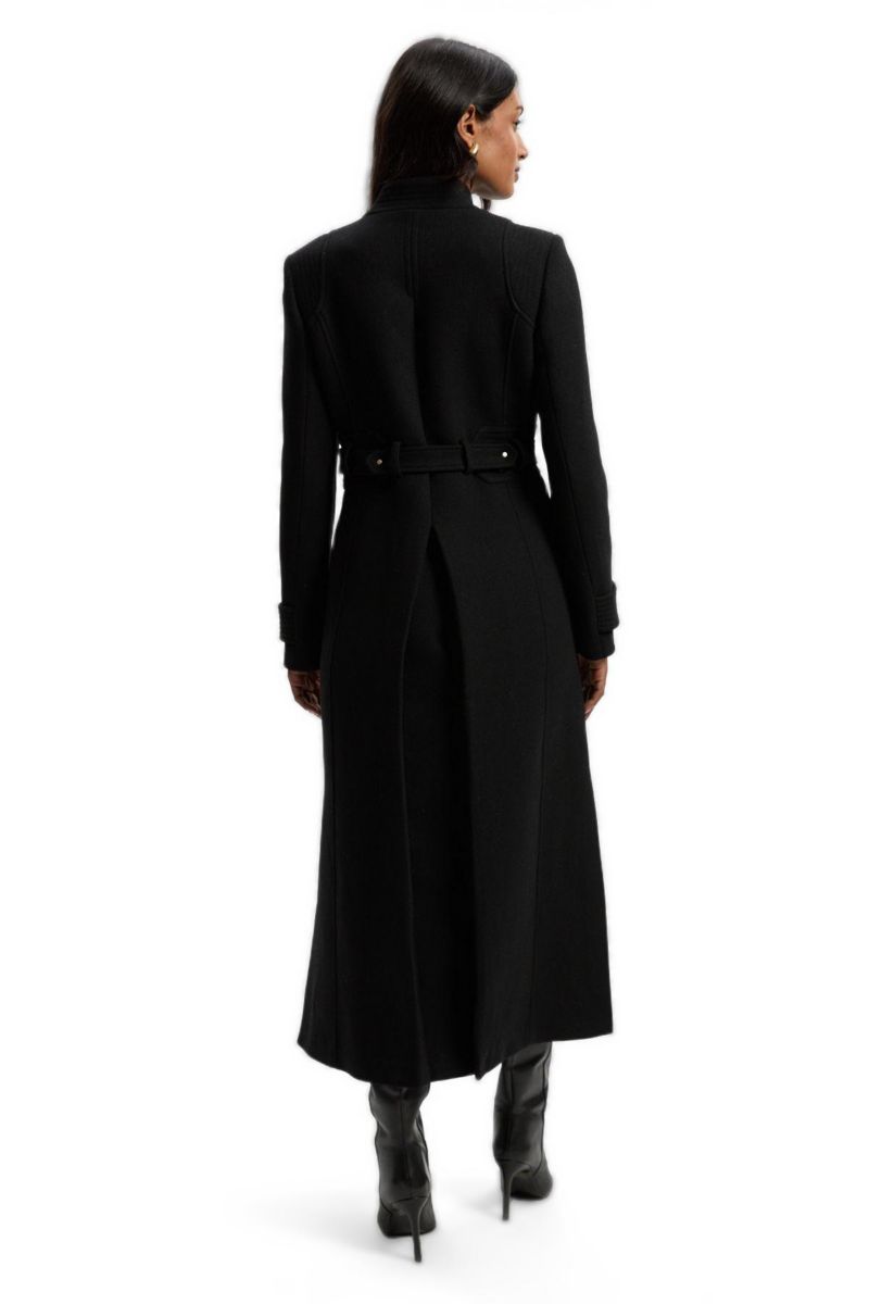 Women's Wool Notch Neck Belted Maxi Coat