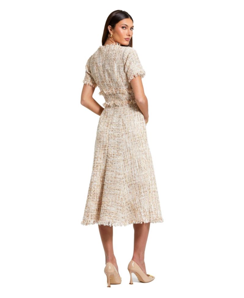 Petite Boucle Short Sleeve A Line Midi Dress
