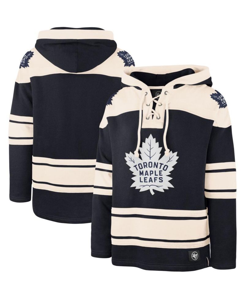 Men's Navy, Cream Toronto Maple Leafs Superior Lacer Pullover Hoodie