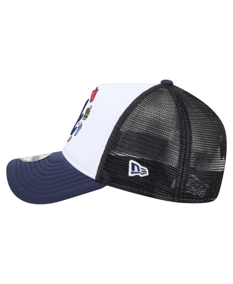 Big Boys and Girls White/Navy Atlanta Braves Food A-Frame 9FORTY Trucker Adjustable Hat