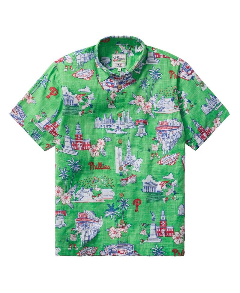 Men's Green Philadelphia Phillies Scenic Tri-Blend Button-Down Shirt
