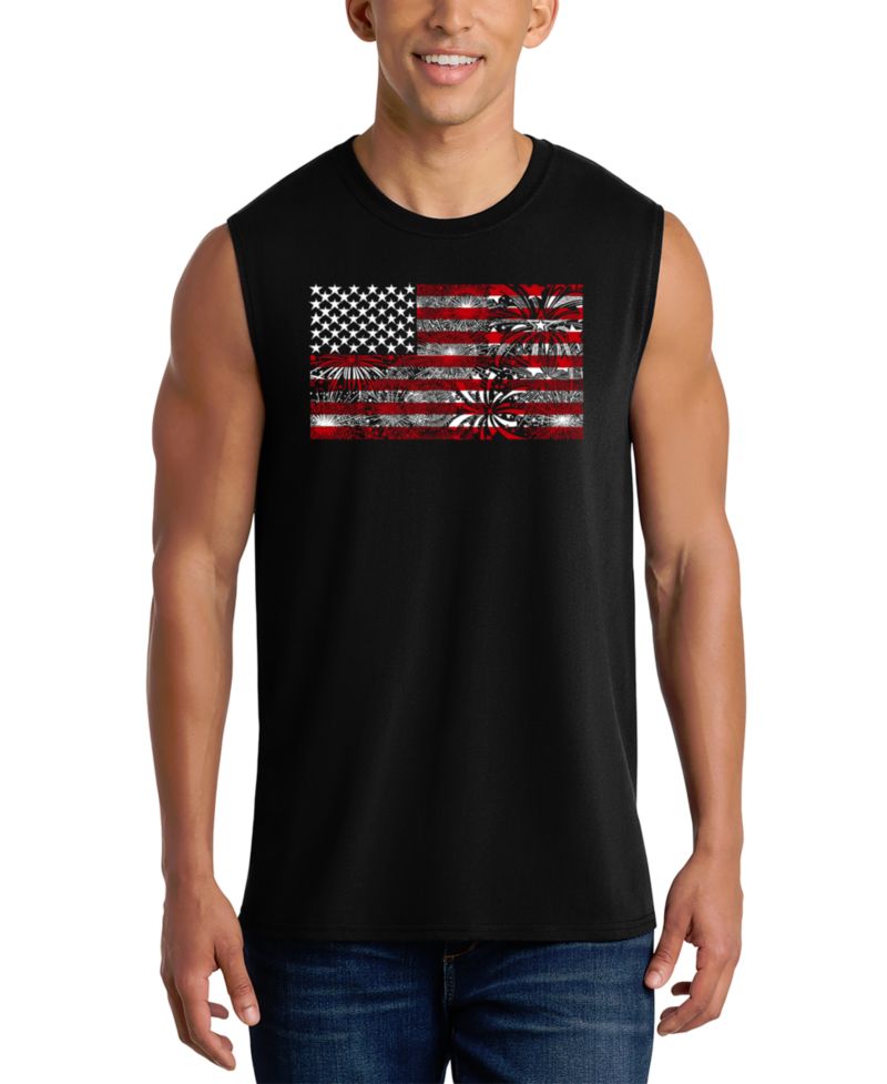 Men's American Flag Fireworks Tank Top