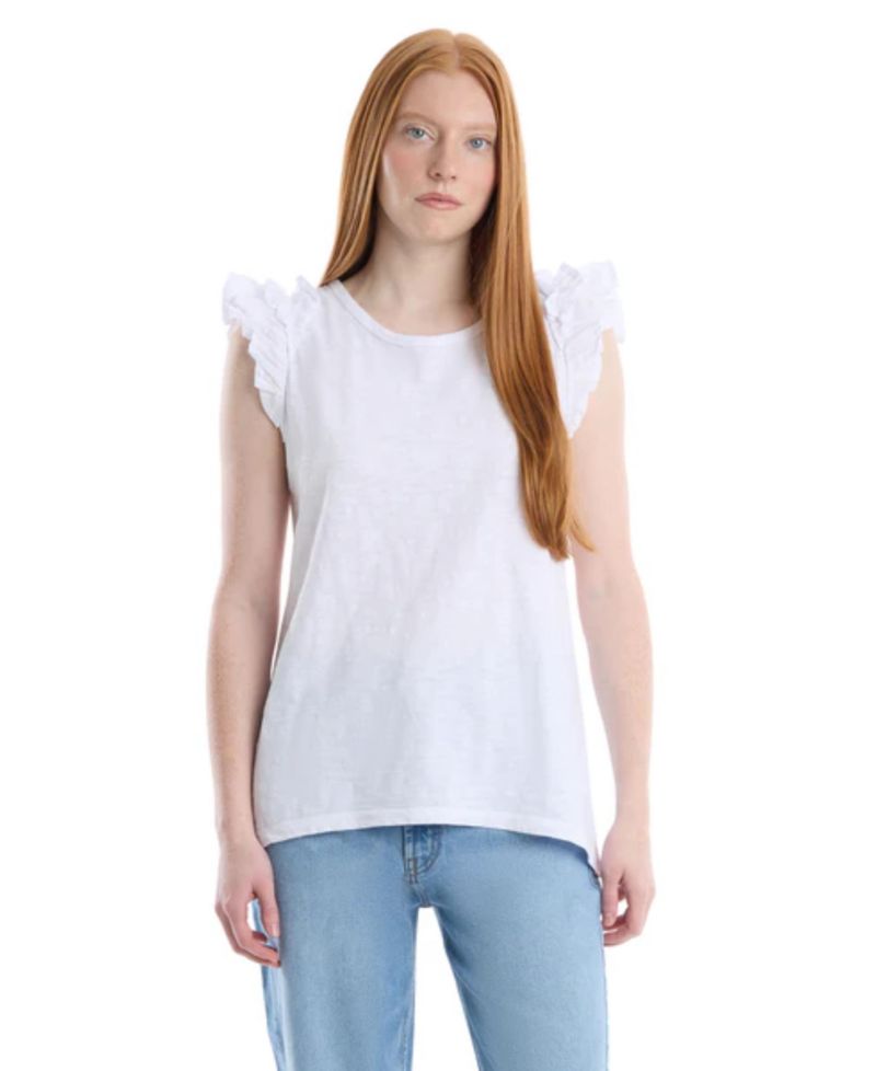 Women's Ruffle Shoulder Tank Tee