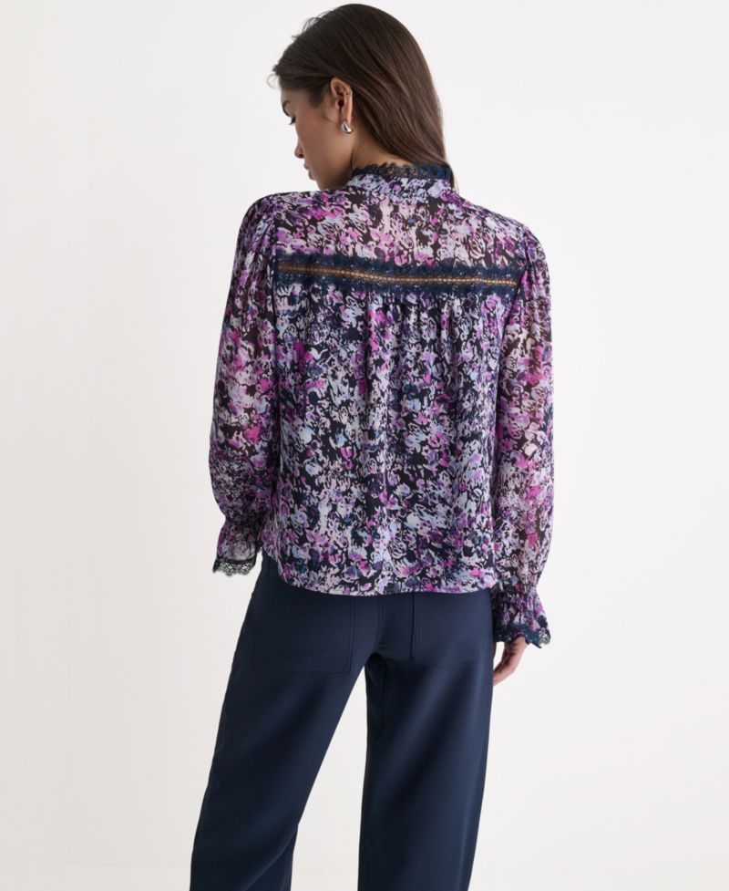 Women's Printed High-Neck Long-Sleeve Top