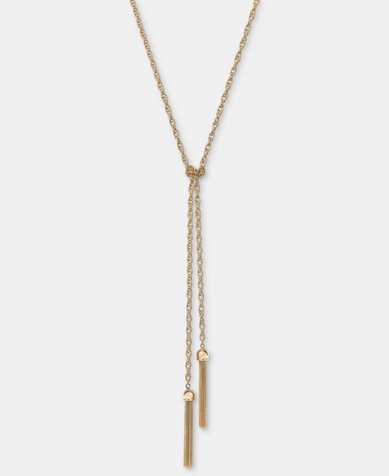 Chain Tassel Lariat Necklace, 28" + 3" extender