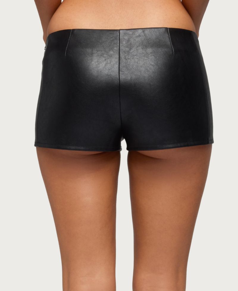Women's Diana Zip Up Faux Leather Micro Shorts