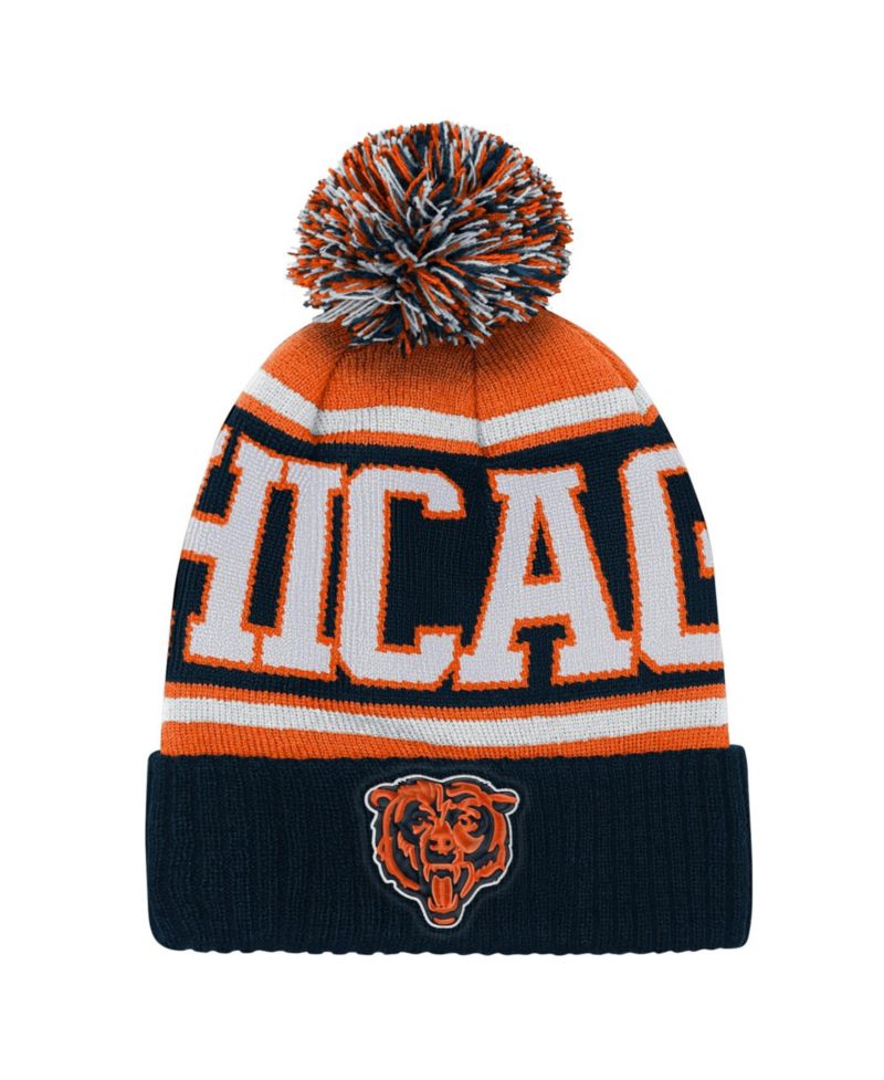 Big Boys and Girls Navy Chicago Bears True Edge Cuffed Knit Hat with Pom