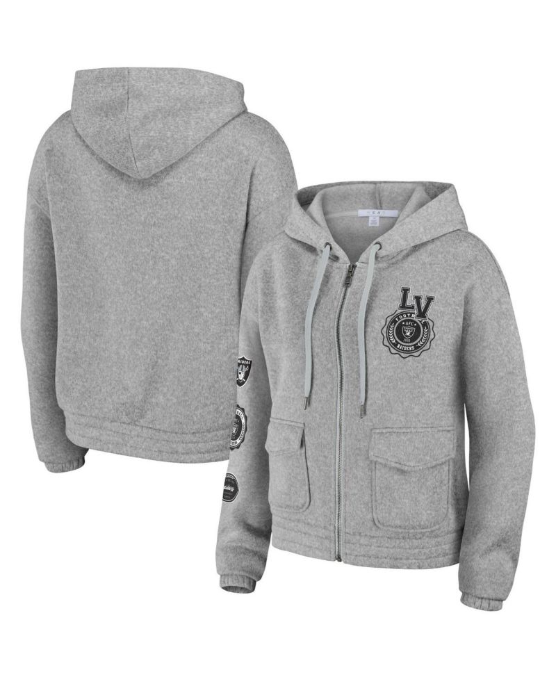 Women's Heather Gray Las Vegas Raiders Full-Zip Hoodie