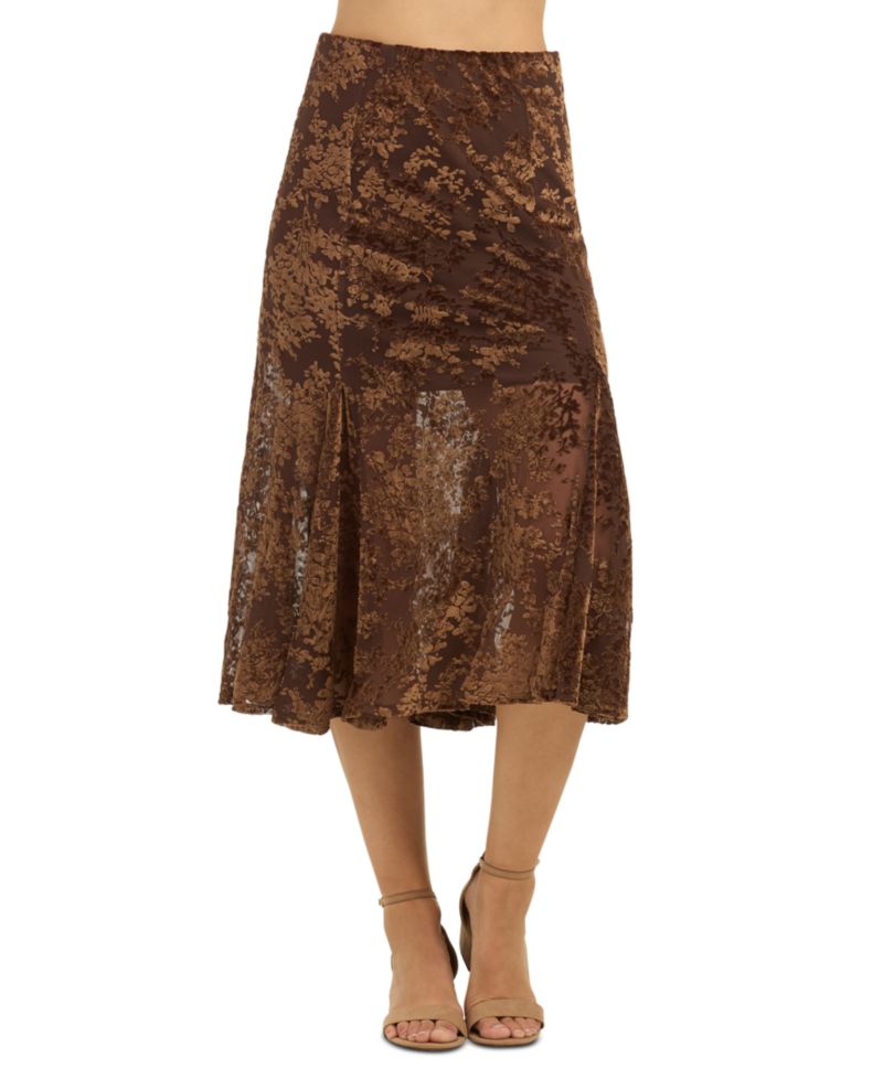 Juniors' High-Waisted A-Line Midi Skirt