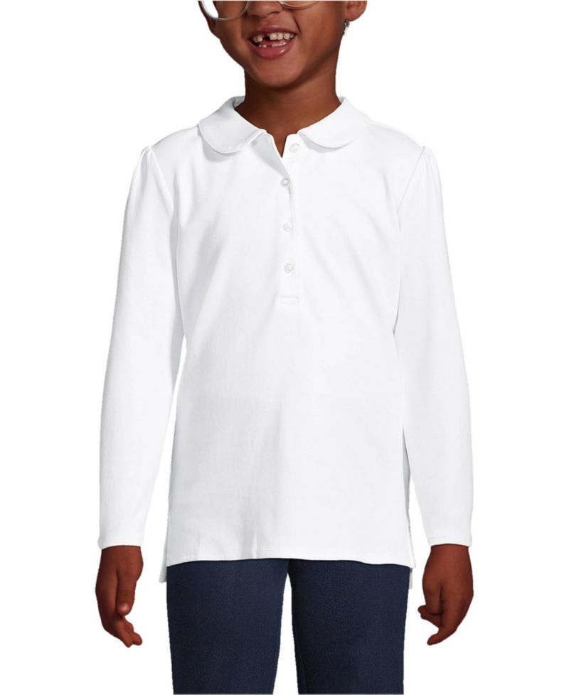 Child School Uniform Girls Long Sleeve Peter Pan Collar Polo Shirt