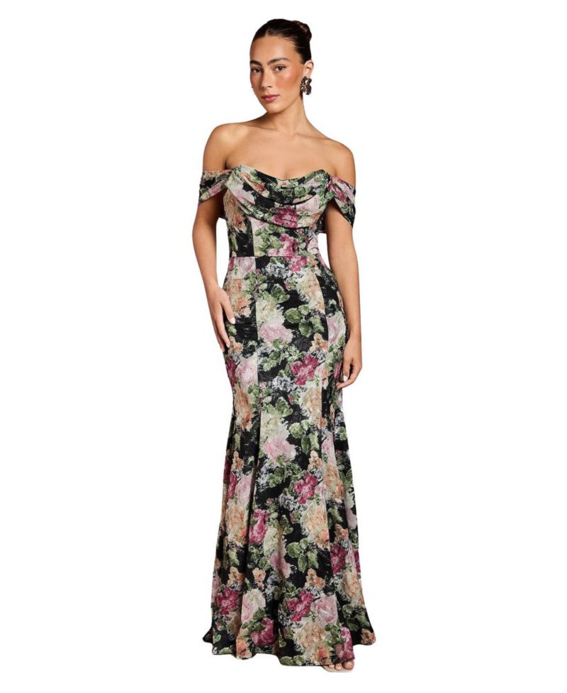 Women's Floral Bardot Maxi Dress