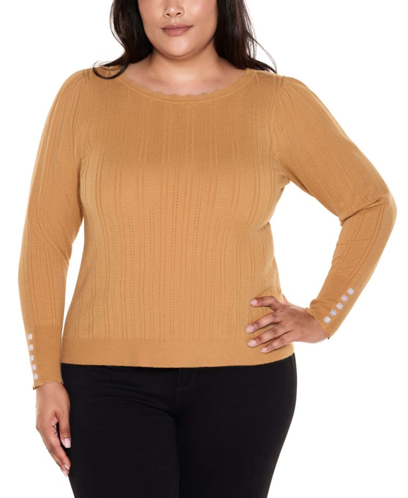 Women's Scalloped-Trim Boat Neck Sweater