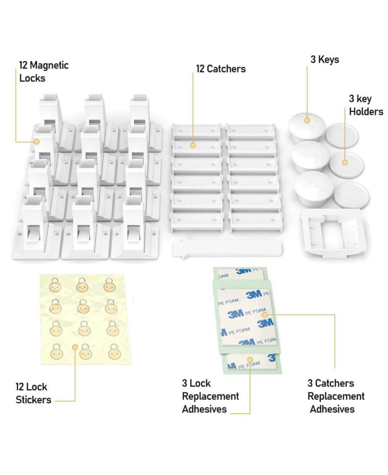 Toddler Proof Me | Magnetic Safety Lock Kit (12 Locks + 3 Keys)