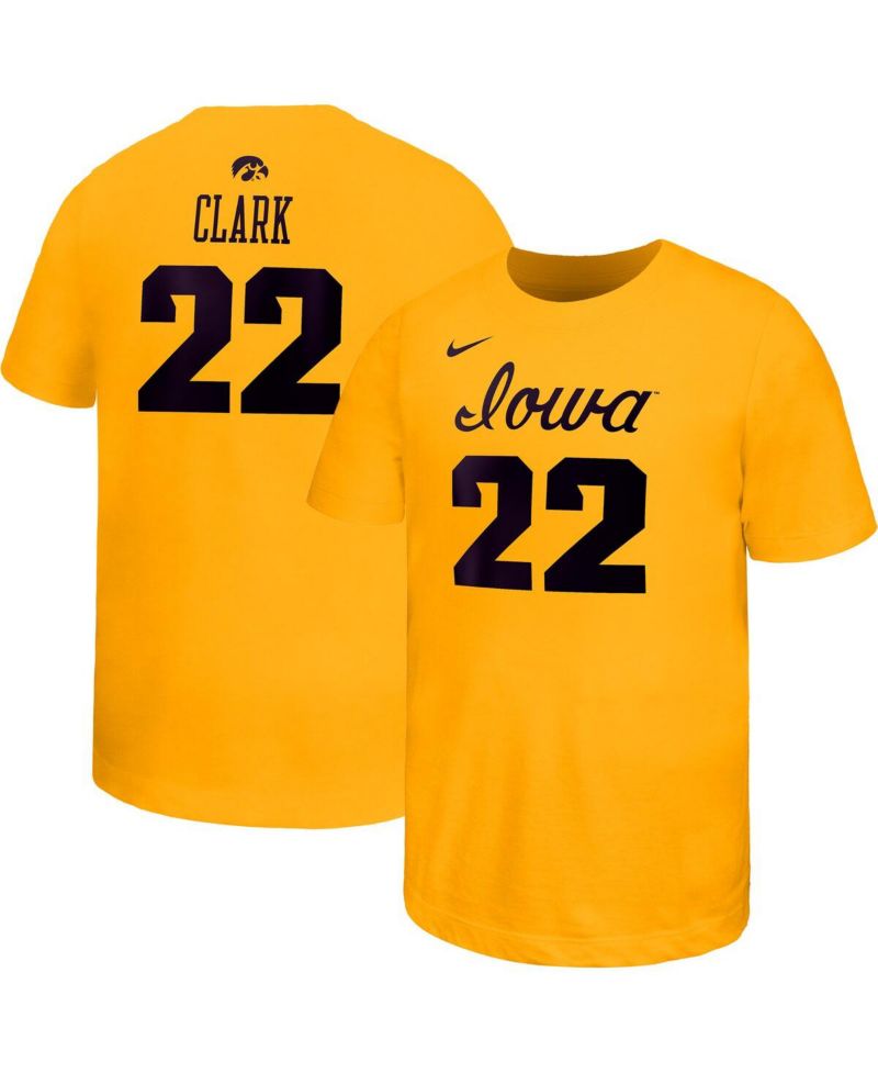 Big Boys and Girls Caitlin Clark Gold Iowa Hawkeyes Retired Player Name & Number Core T-Shirt