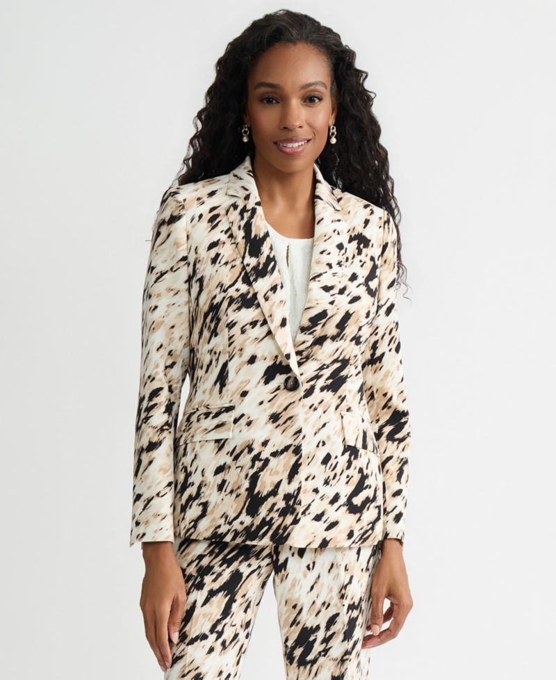 Women's Animal-Print One-Button Blazer